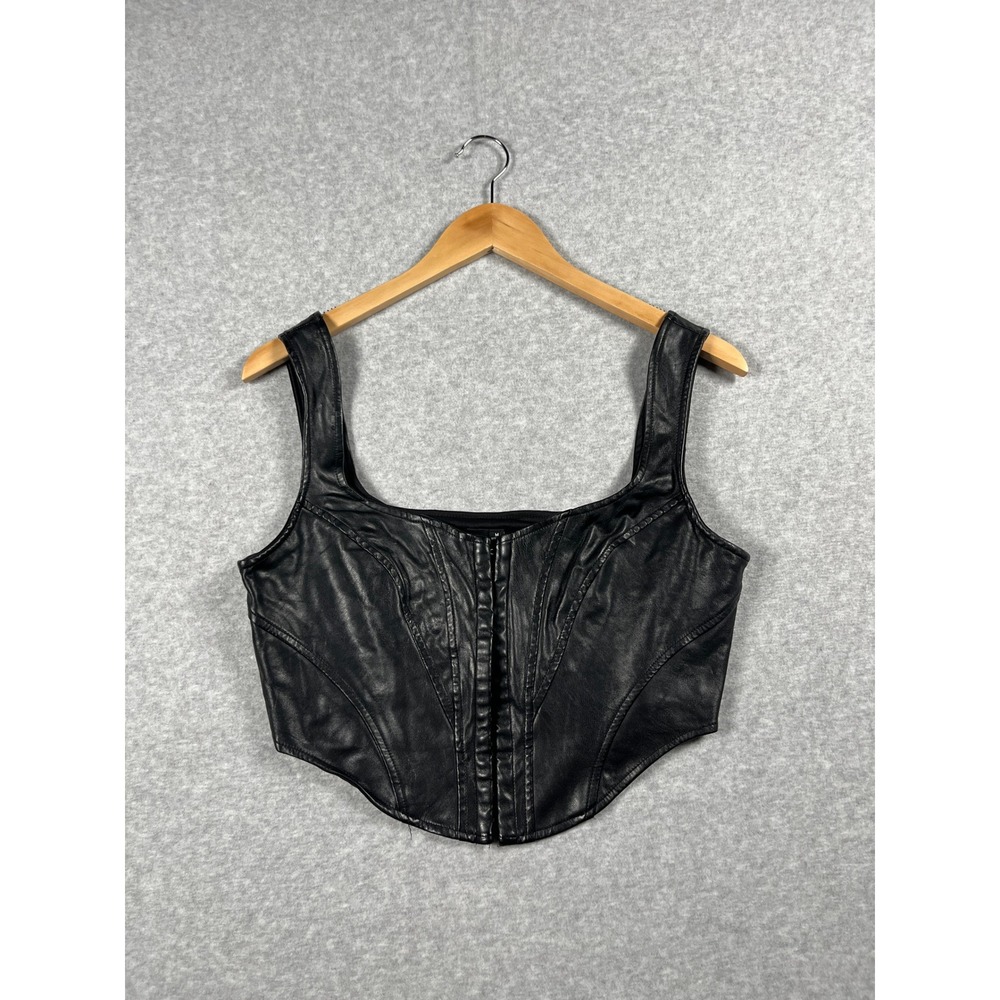 Windsor Faux Leather Corset Top Women M Black Dark Fairy Grunge Goth Ren Faire